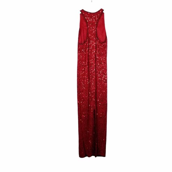 Laurence Kazar New York Red 100% Silk Sequins Hand Sewn Gown Dress Size PS - Picture 2 of 7